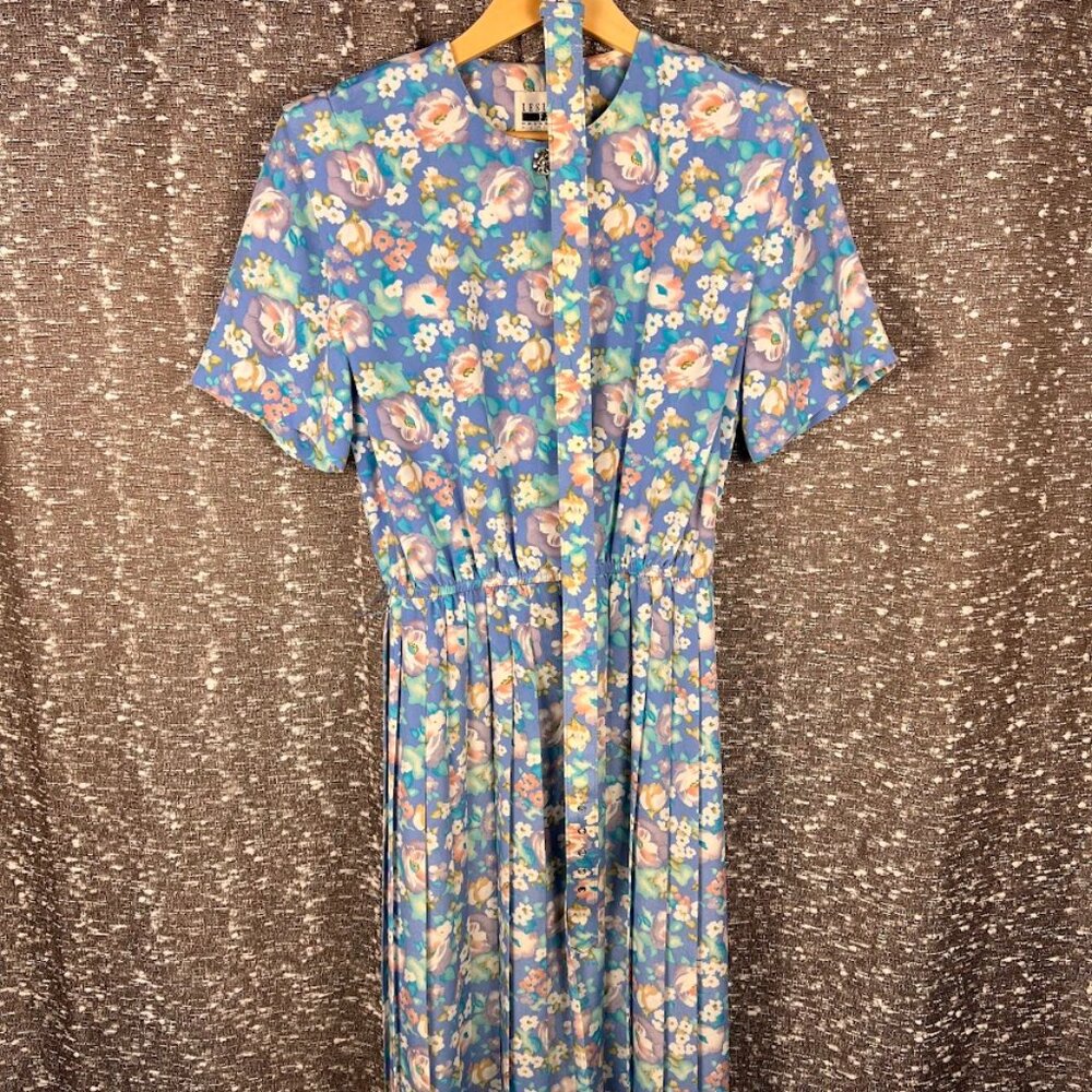 Leslie Fay‎ Vintage Floral Accordion Dress Sz 8P